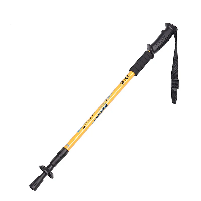 Adjustable Trekking Poles Aluminum Collapsible Walking Sticks Outdoor Spring shock absorber Hiking Poles Alpenstocks Camping