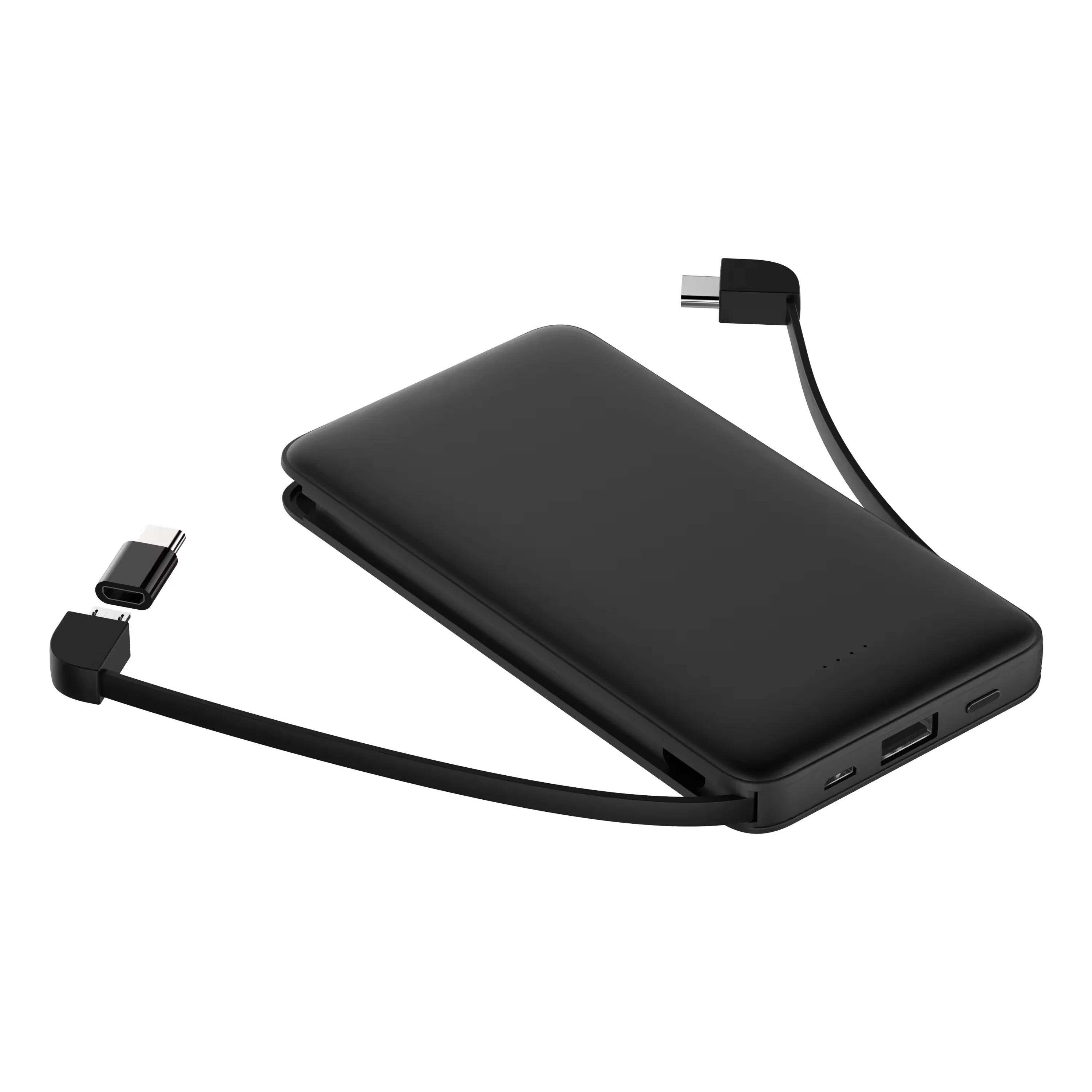 Giveaway Mini Gifts 5000 mAh 10000 mAh Mini Power Bank Power Banks with Cable Build-in Custom Logo Custom Package