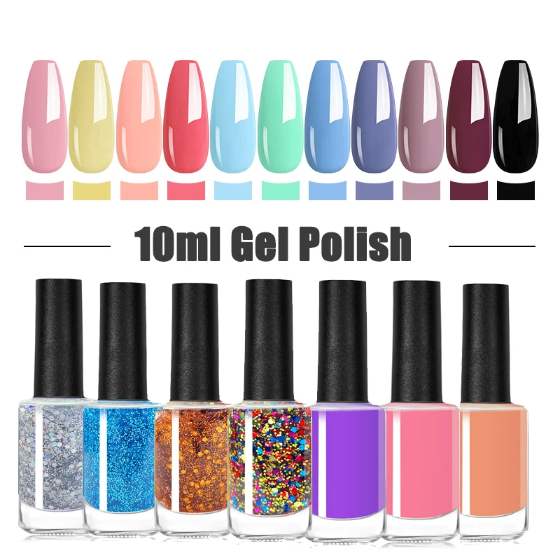 Private Label Colored Water Based Air Dry Glitter Nail Polish Healthy Water Permeable Nail Polish