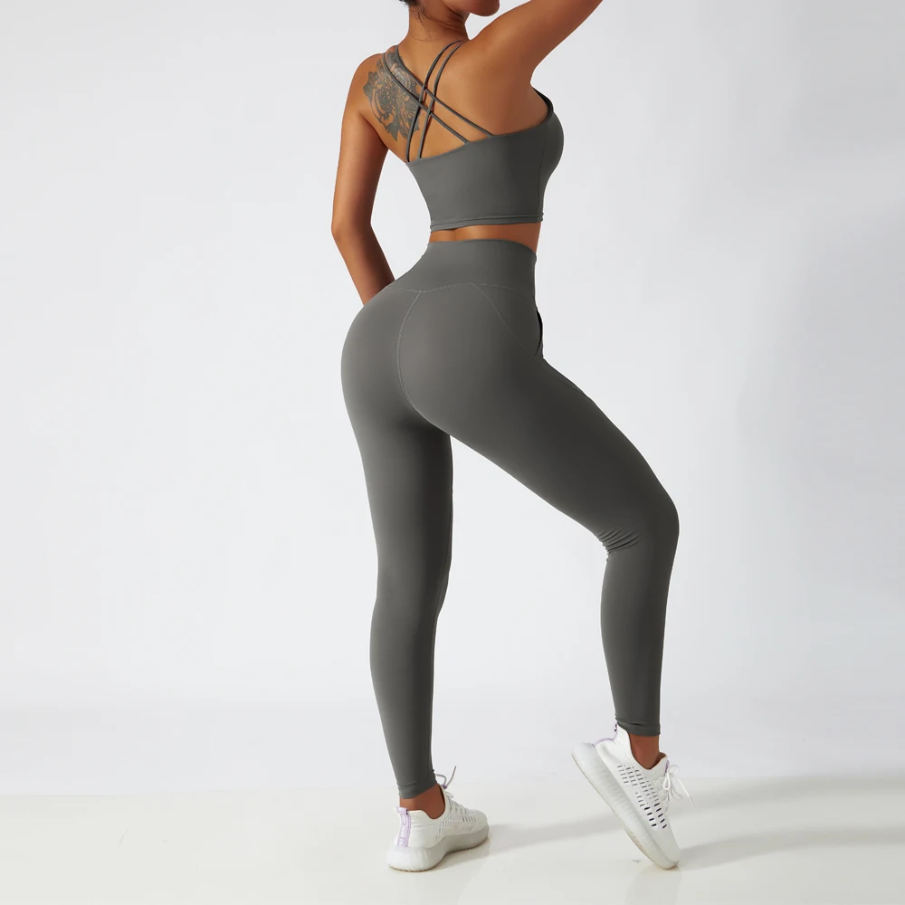 Eco Friendly Recycled Fabric 2 Piece With Pockets Leggings Women Active Wear Fitness & Yoga Wear Sports Bra Gym Fitness Sets