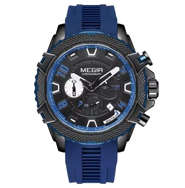 MEGIR Watches for Men Fashion Sport Chronograph Quartz Waterproof Wristwatch with Calendar Date Watch 2200