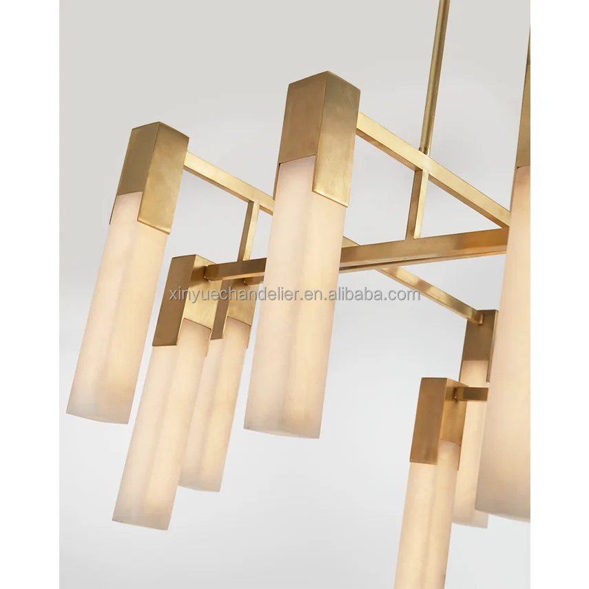 High Quality Designer Indoor Brass Spanish Alabaster Marble Pendant Light Covet Large Chandelier For Dinning Room Kitchen