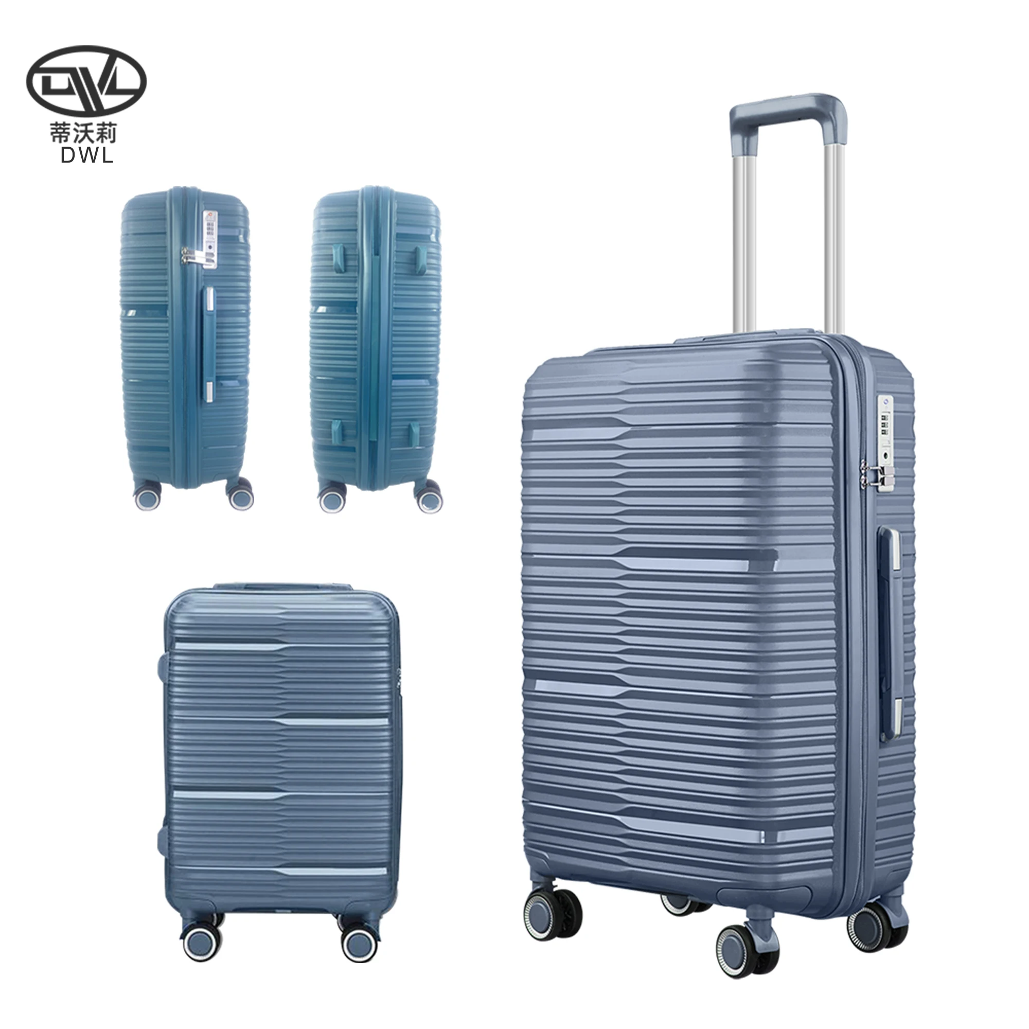 DWL fashion luggage 4 piece travel aluminum trolly tsa lock luggage container suitcase luggage for business trip