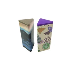Printed triangle shape tin box gift chocolate bar tin packaging box tea tin box