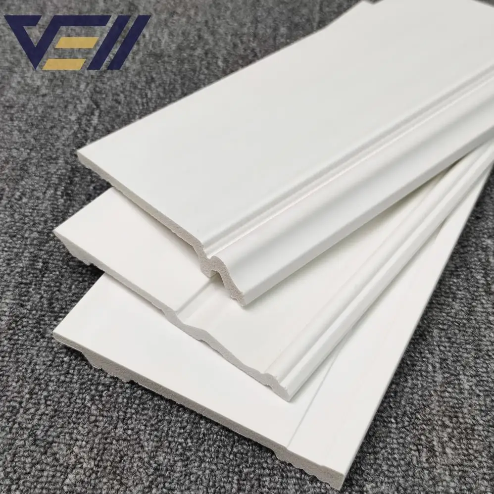 Vell High Quality factory white black PS skirting board  tiles plastic  board design for  kitchen cabinet