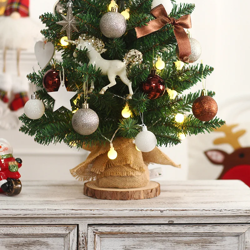 Tabletop Christmas Artificial Tree Decorations Small Trees with Led Lights Easy Assembly Mini Pine with Battery Operated DIY