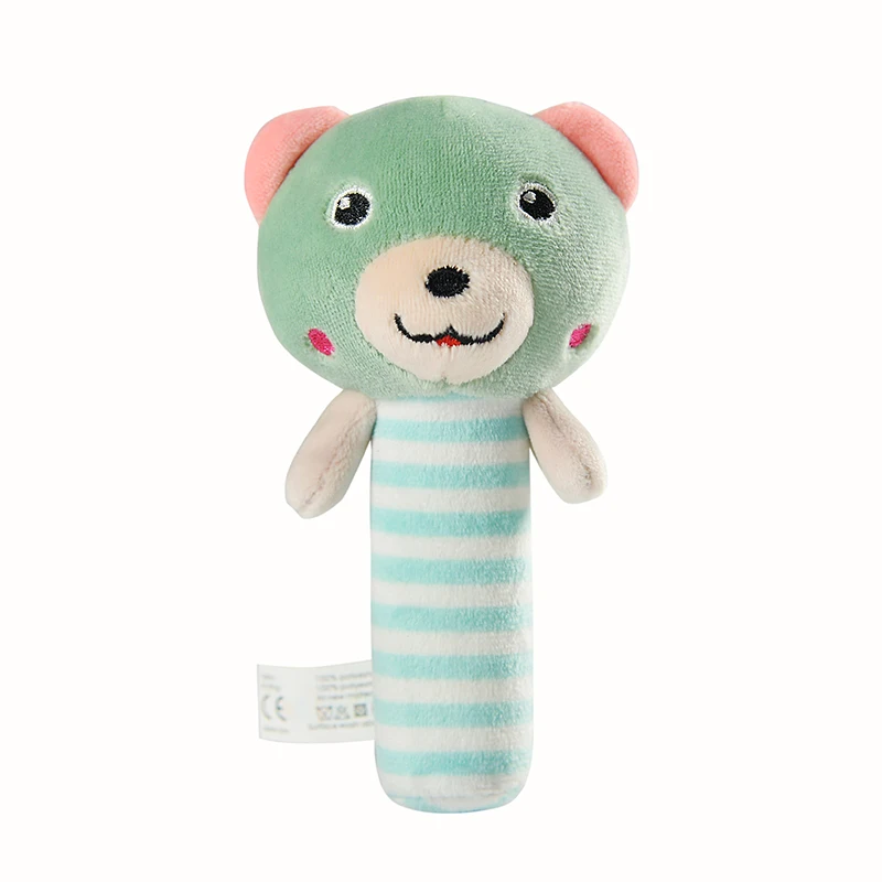 Baby Soft Plush Hand Rattle toys cute Animal Squeaky hand bell toy for children