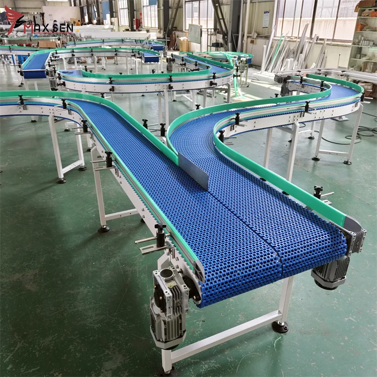 PP Plastic Modular Belt Conveyor Straight/Curved Conveyor with High Quality