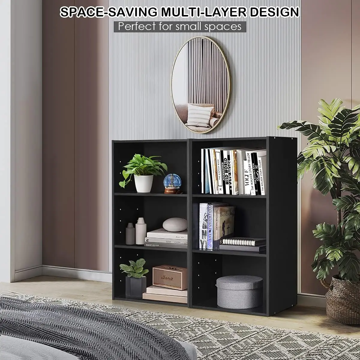 Legend Wholesale Three  Shelf Office Library Bookcase Wooden  Storage Display Rack Solid Wood Black Bookshelf for Bedroom