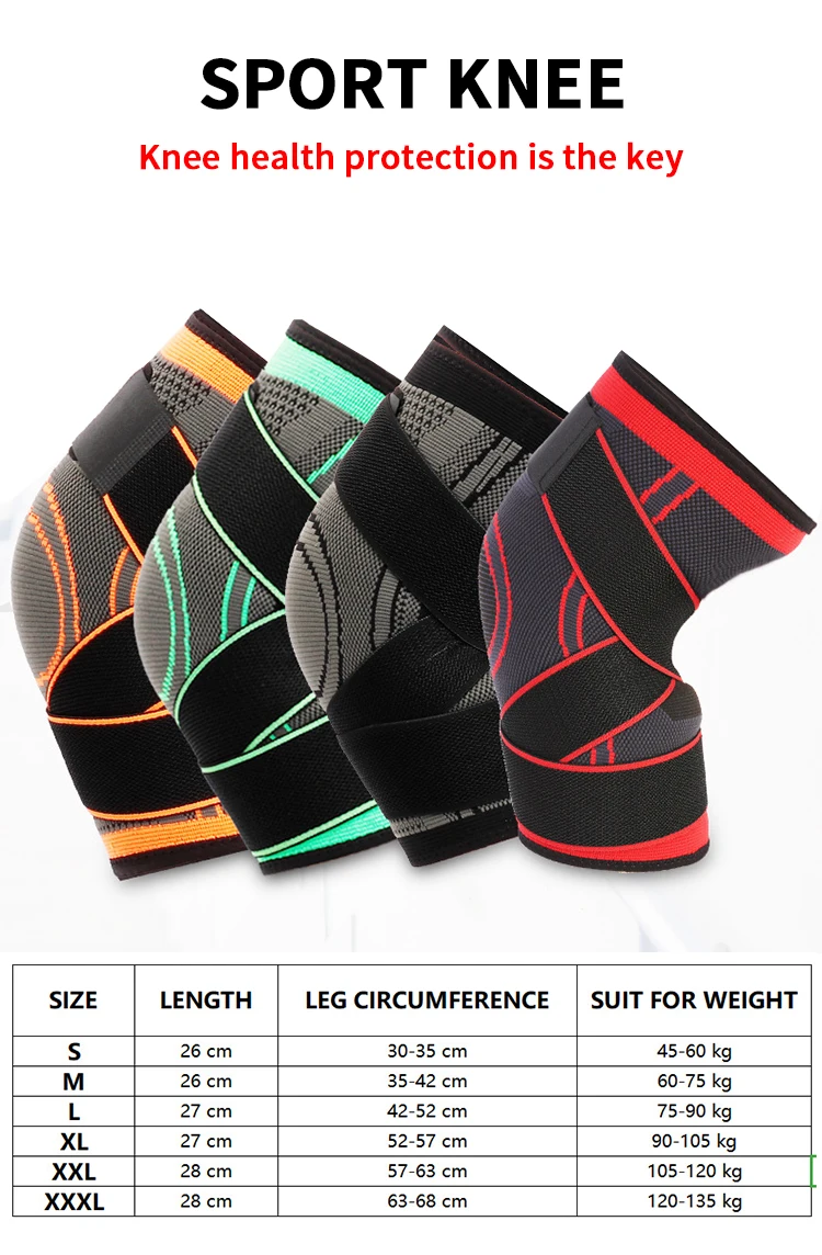 2021 New Arrivals 3D Knitted Elastic Nylon knee support Sleeve Compression Sports Knee Brace with belt