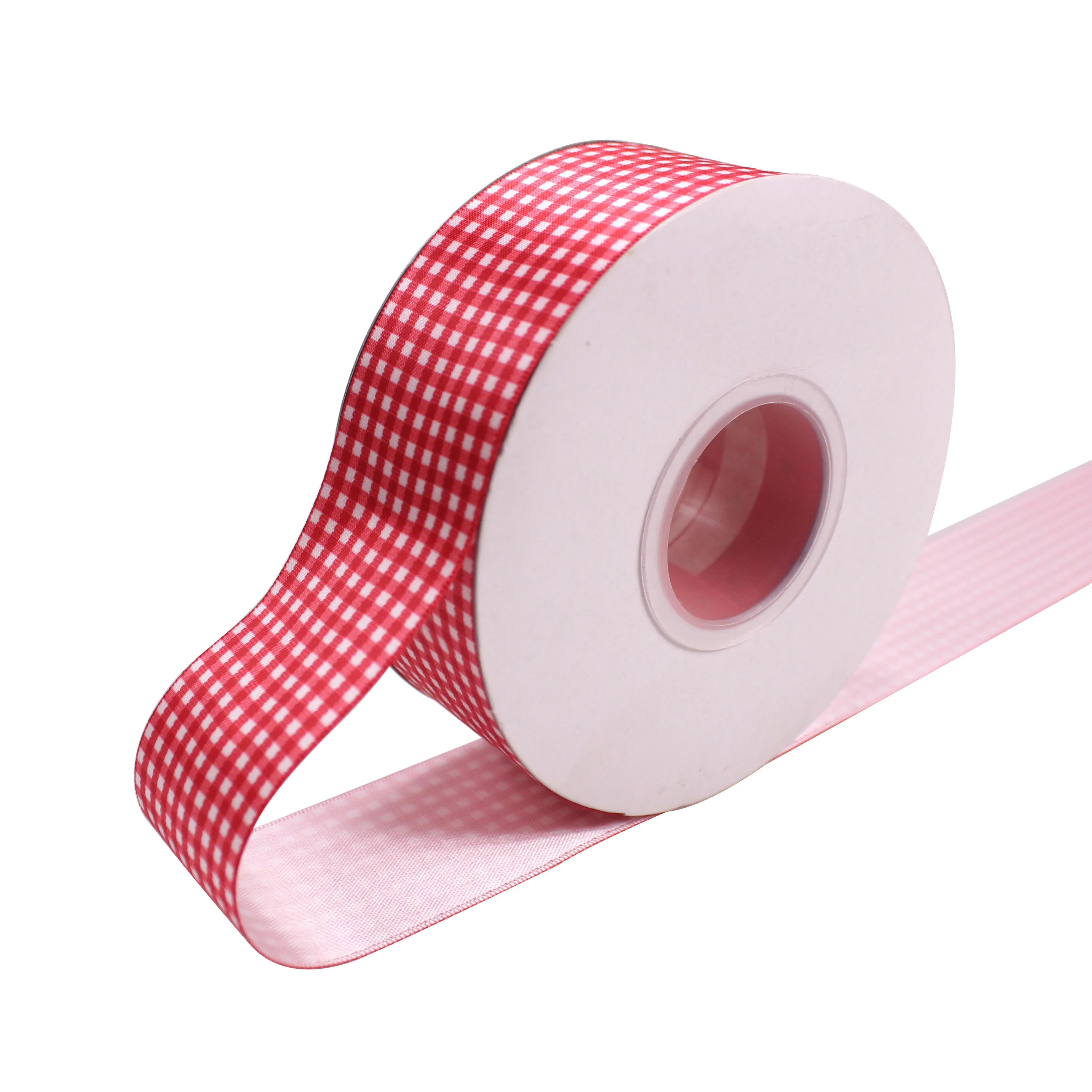 1 inch  Plaid Ribbon Grid Printed Satin Ribbon for Handmade DIY Craft