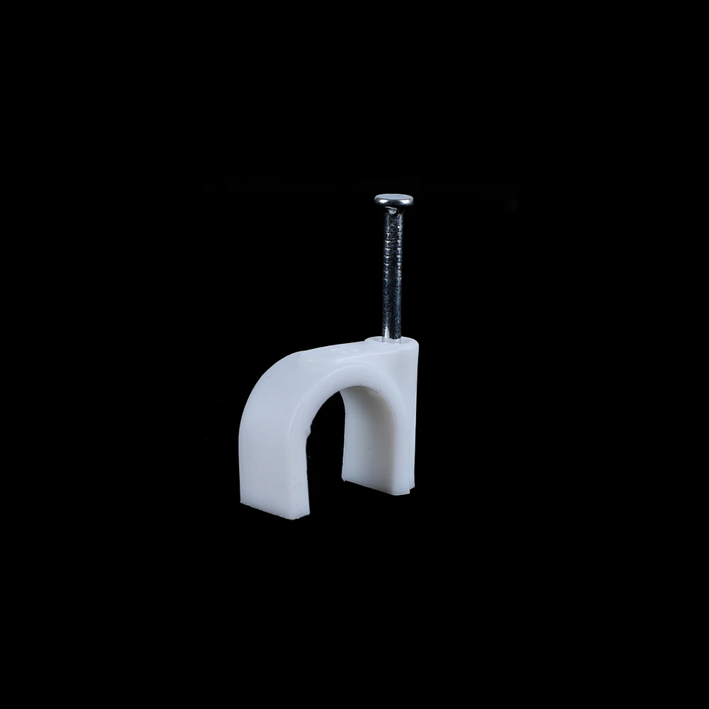 Plastic Circle Round C Shape Electrical Wire Cable Management Clips With Nail