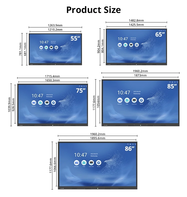 Оптовая Продажа с фабрики 55 65 75 86 98 110 дюймов класс Android LCD цифровой дисплей смарт-плата цена интерактивная доска для продажи