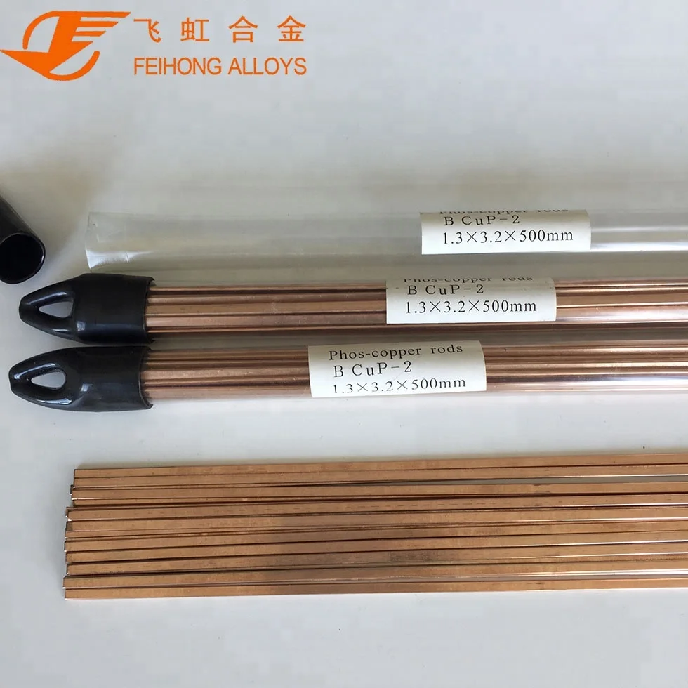 
Welding Alloys Rod Brazing Filler Bcup-6 Sliver L-ag2p Phosphor Copper Factory Sale Various 1.3x3.2mm Re: 643-790℃ FEIHONG 500mm 
