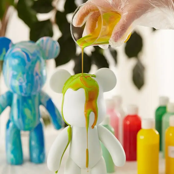 Popular Kids DIY 27 Colors 60ML Fluid Bear Paint Kit Set Liquid Pigment Acrylic Pouring Painting