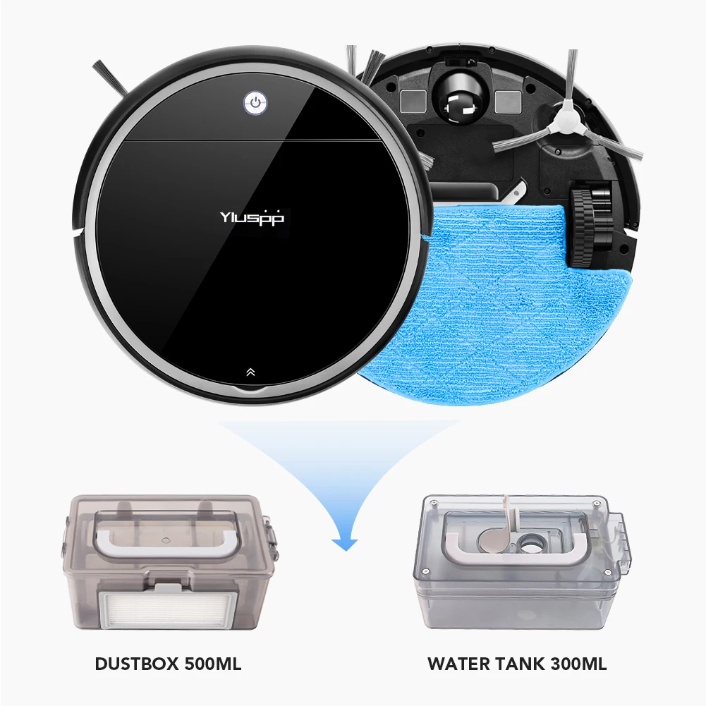YLUSPP Y5S Automatic Rechargeable Vacuum Cleaner Robot Mop for Pet hair and Hard Floor Powerful Suction Ultra Thin