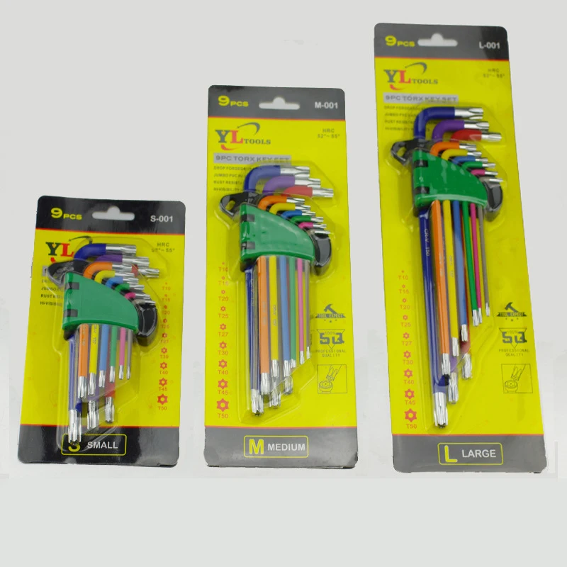 long colored allen keys hex key car repair tools allen wrench torx end hex key