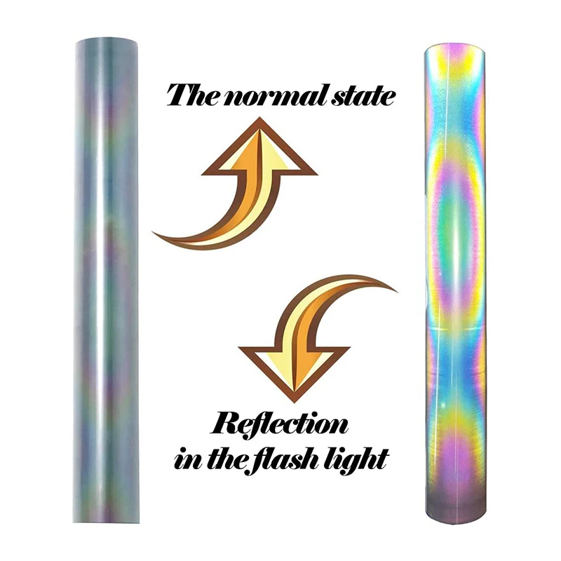 PES/TPU Transparent Iridescence Film Rainbow Reflective Fabric Heat Transfer Vinyl Rolls for T-Shirt