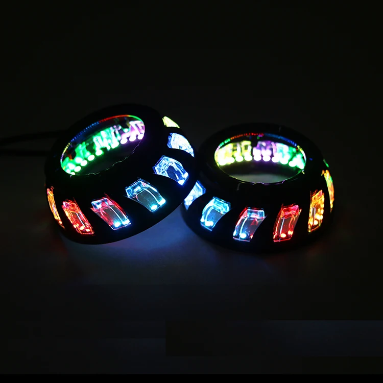 Black Turbine Shroud with LED Halo Rings for 3.0inch HID Projector Lens