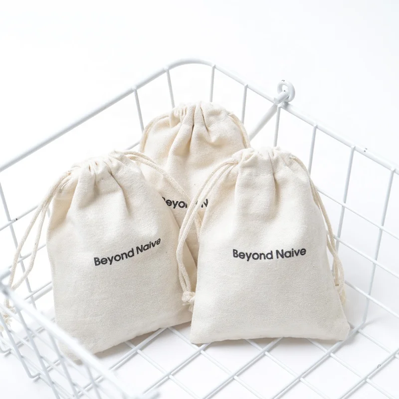 Custom Cotton Drawstring Pouch Bag Organic Cotton Gift Jewelry Packaging Bag Eco-Friendly Storage Gift Bag For Party Favor