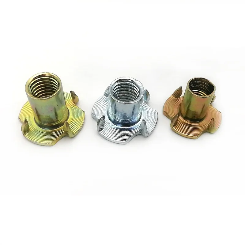 Thread Furniture Connector Metal Screw in Nut With 4 Drive-In Tips Insert Internal M8 X 9.8 mm Sleeves Wood for Pressing