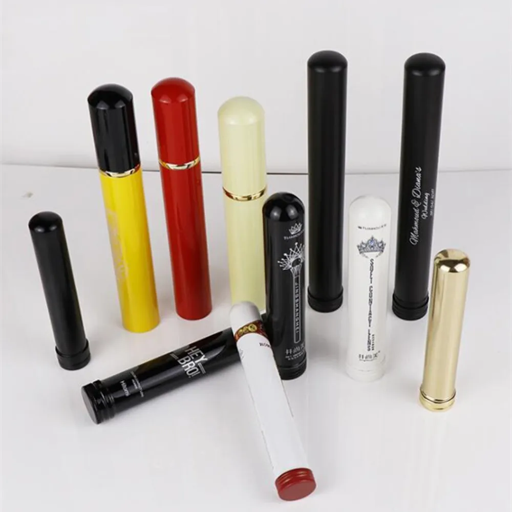 Customized  metal Aluminum Cigar Tube case holder Package   smoking pipe with heat transfer printing