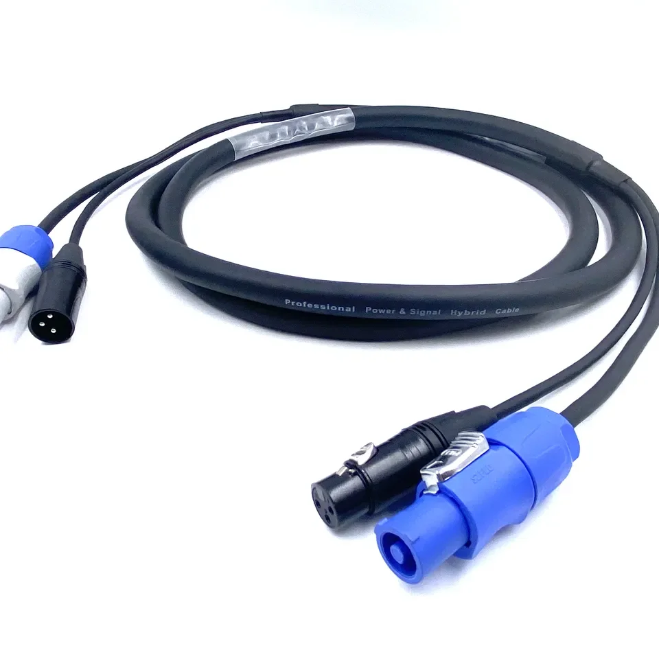 Professional PowerCon plus 3 Pin DMX Combi Combo Hybrid Cable 1.5m 3*1mm Length accept customize
