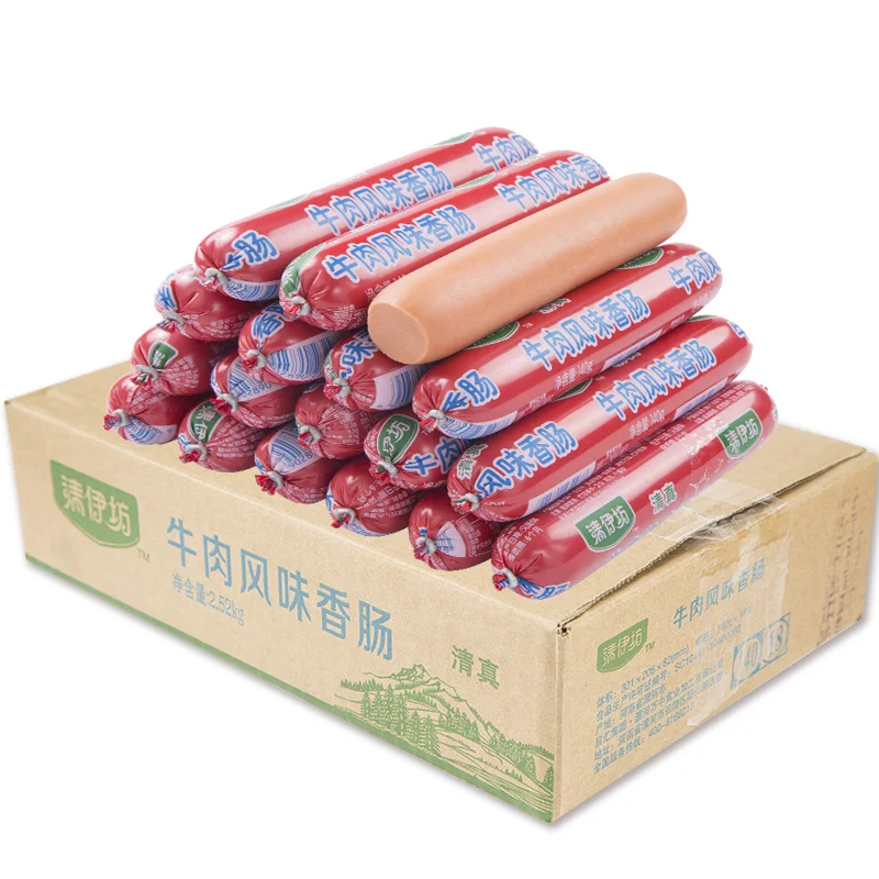 Chinese well know brand hot selling halal sausage fresh selected material beef flavor 140g per piece 18 pcs per bag