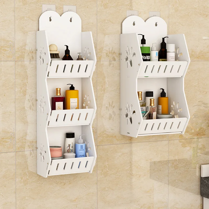 Wholesale PVC 3 Layers Bathroom Shelves Stand Storage Organizer Shelf Bathroom Space Saver Wall Shelf