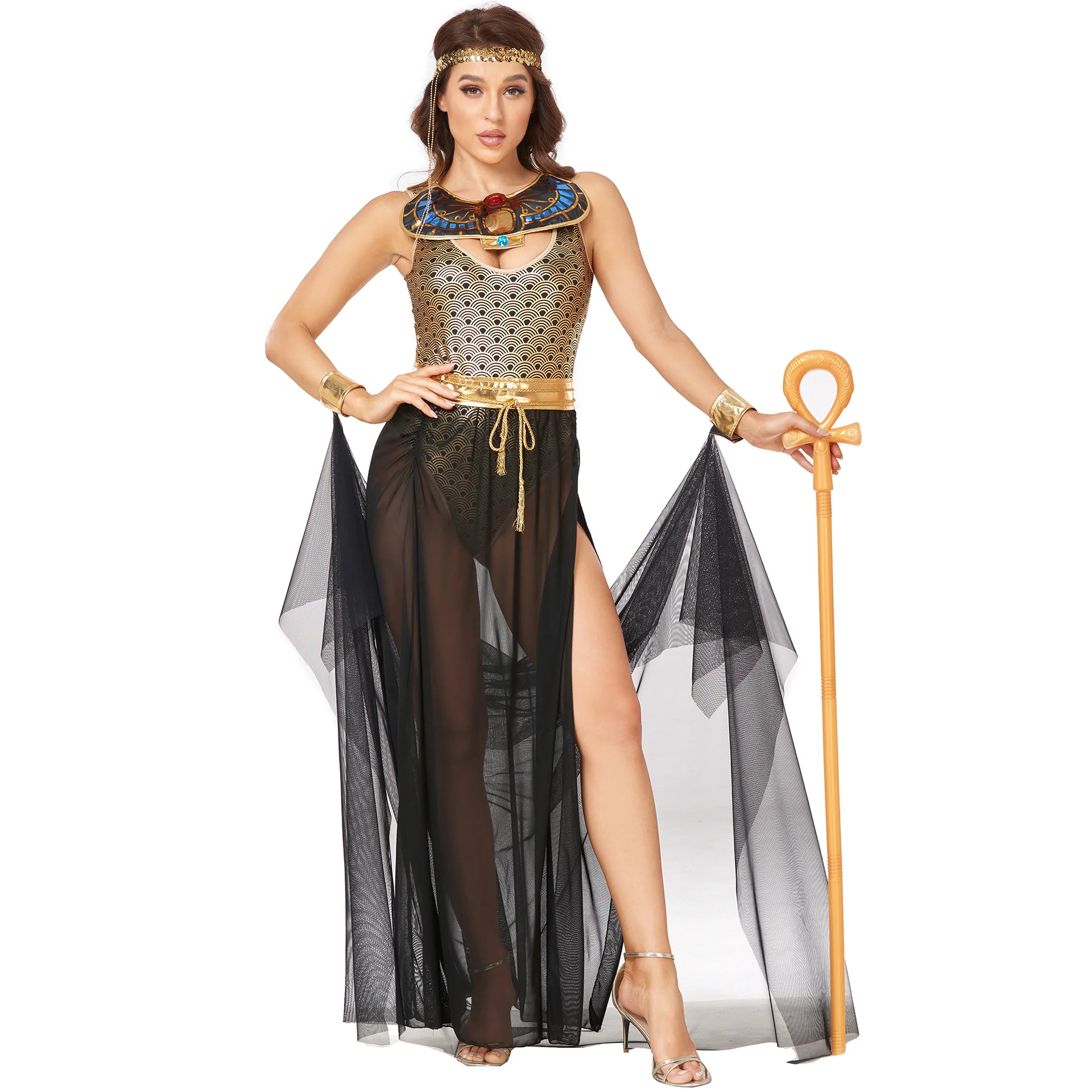 BAIGE Medieval Queen Cleopatra Costumes Women Ancient Egyptian Pharaoh Cosplay Clothing Halloween Egypt Princess Fancy Dress