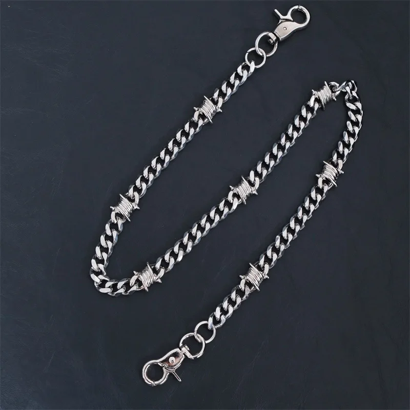 Latest Hiphop Style Stainless Steel Barb Wire Wallet Chain Jewelry For Men Boys