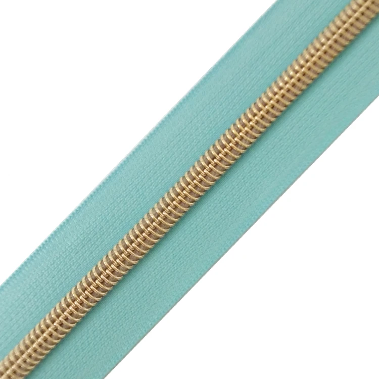 top-seller  #3  #5 nylon light gold  zipper  long chain roll zippers manufacturer