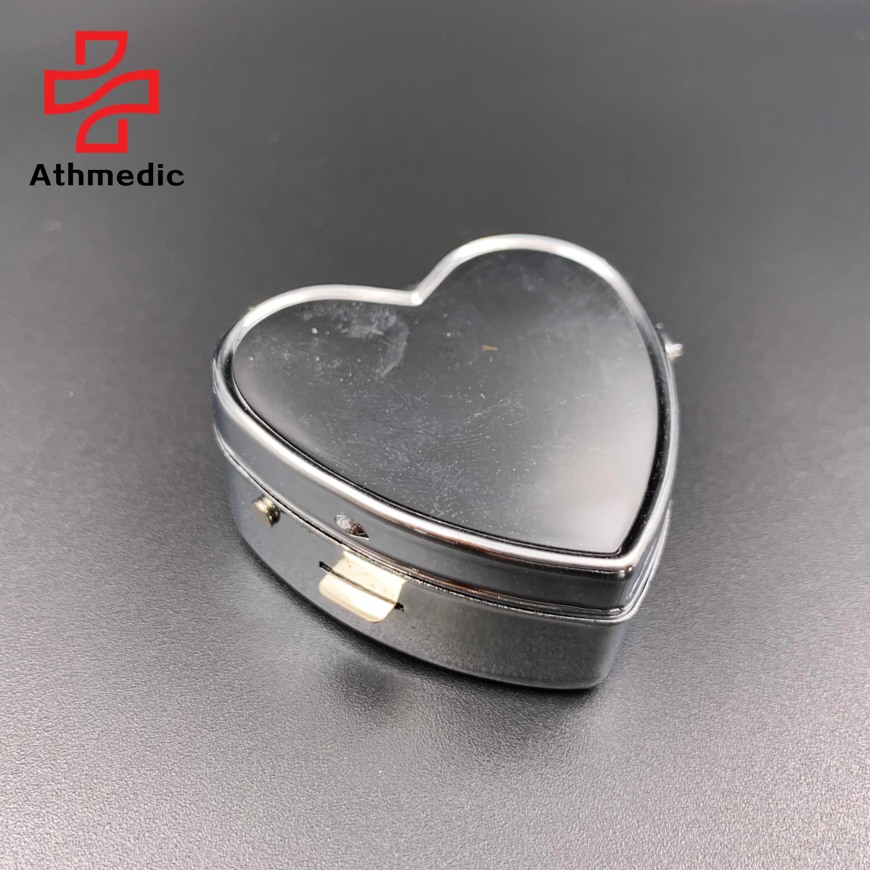 2022 Athmedic food grade 3 case round circle mirror jewelry promotional mirror decorate metal pill case box