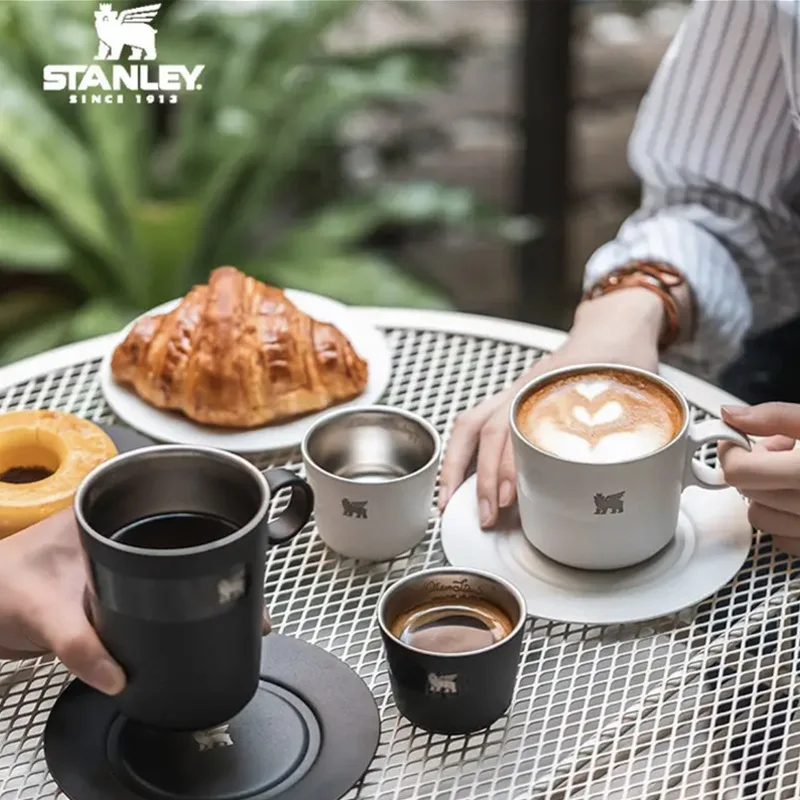 New Daybreak series 304 stainless steel vacuum coffee cup    plate set