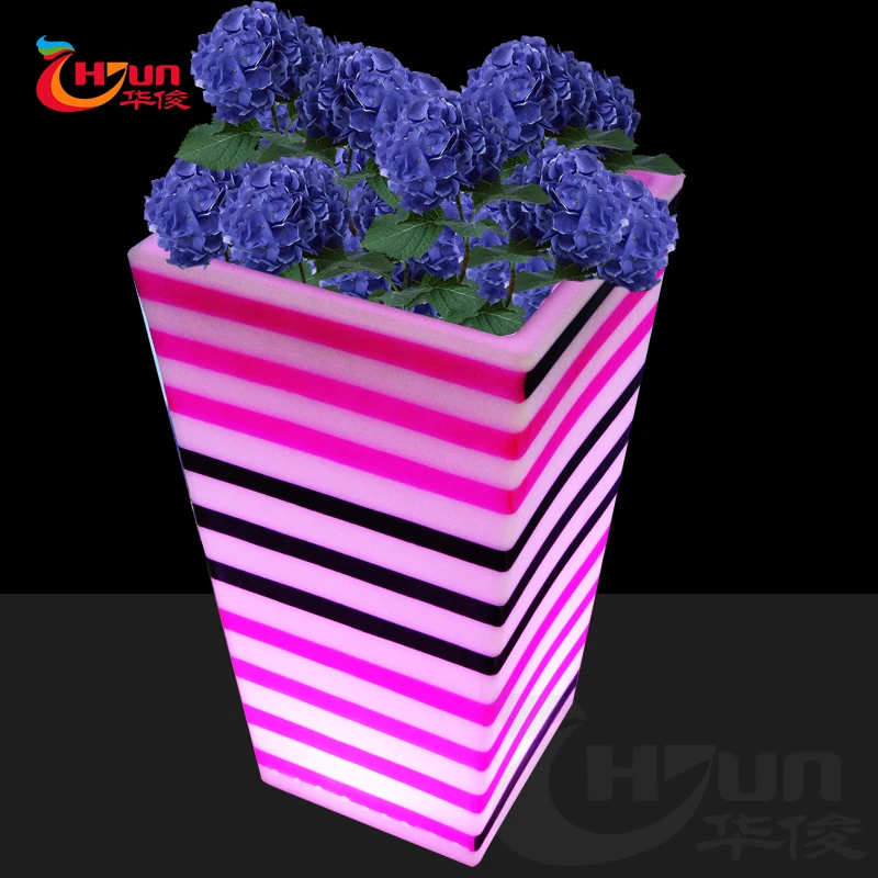 Hot sale modern design16 Color RGB LED light flower pots with waterproof  for garden ,  cheap_flower_pots with streak