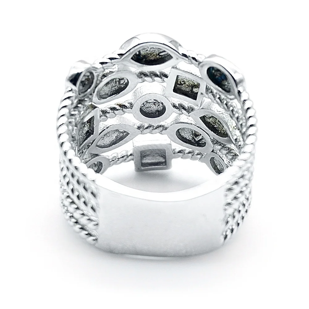 Chic Women Geometric Elements Collection Dotted Design Silver Prom Jewelry Rings