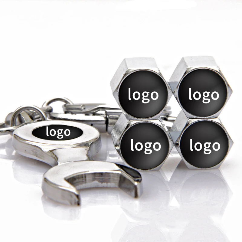 
Anti-theft copper custom logo car tyre valve caps with wrench 