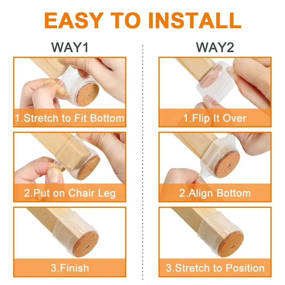 High Quality 20 Pcs Floors Silicone Felt Bottom Chair Leg Floor Protectors for Hardwood Tile No Slip Reduce Noise