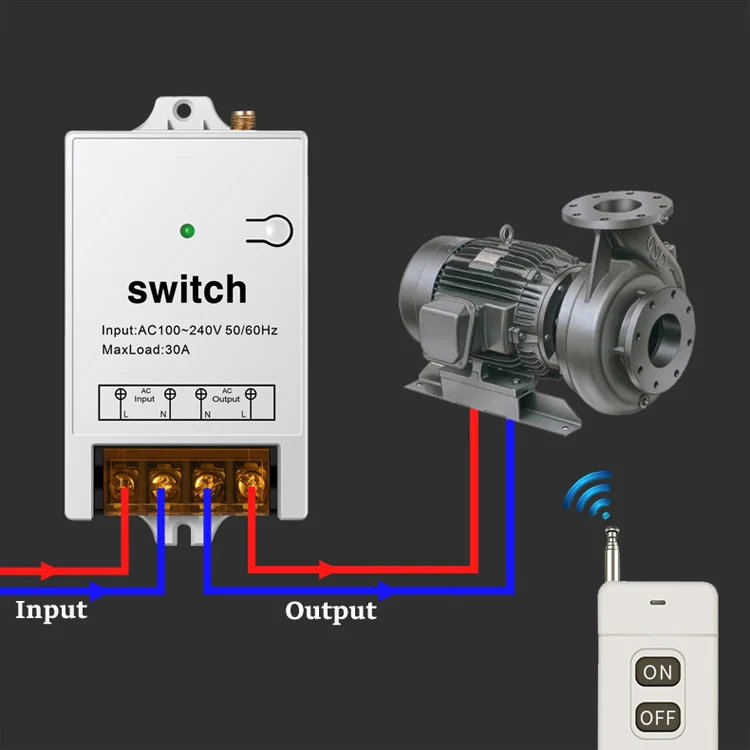 wholesale long range 240v motor on off househol electrical  rf 433 ac 220v  smart Wireless Remote Control Switch for water pump