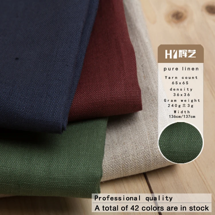 Оптовая Продажа с фабрики, натуральная дышащая удобная льняная ткань на заказ, пальто из чистой 100% льняной ткани для одежды