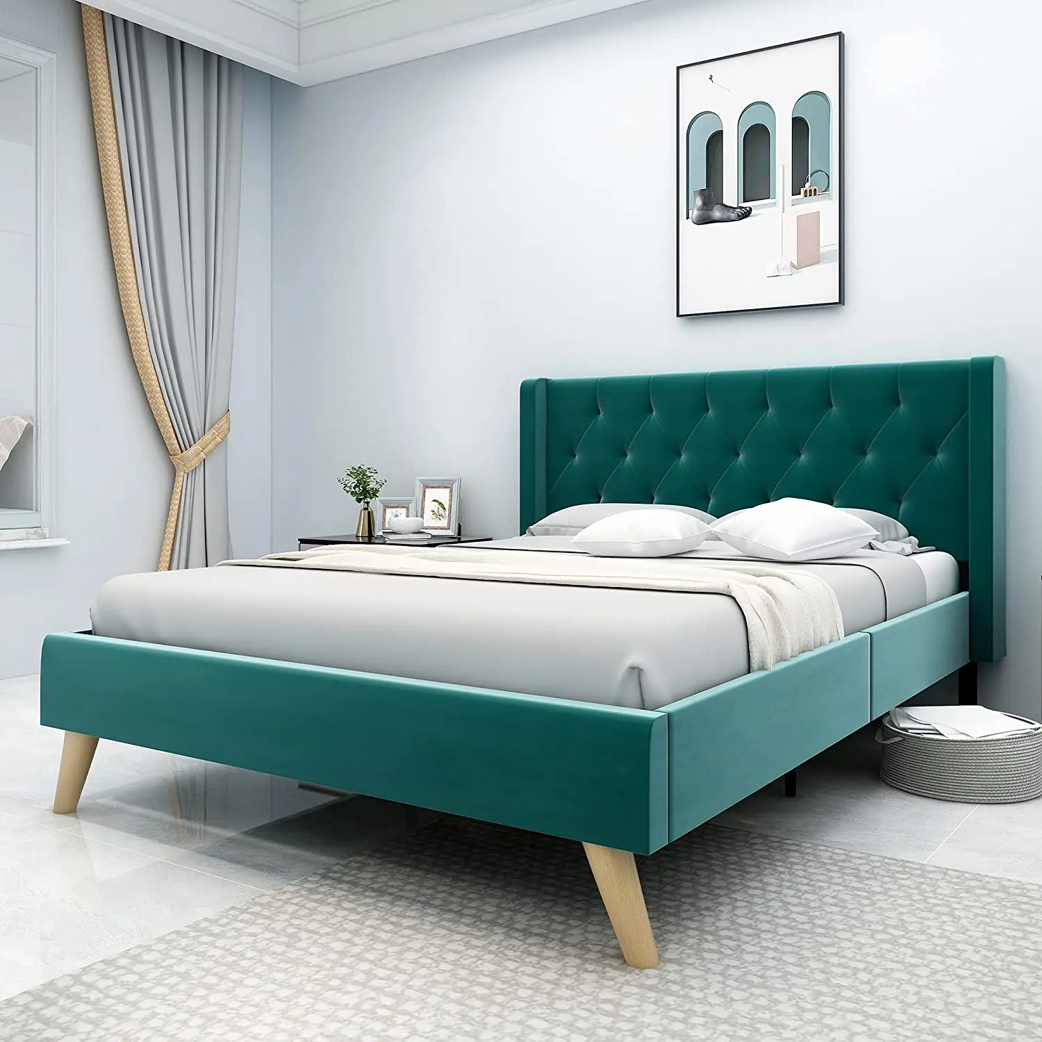 Kainice Wholesale Easy installation bedroom furniture set modern adjustable bed base double bed frame king size bed frame