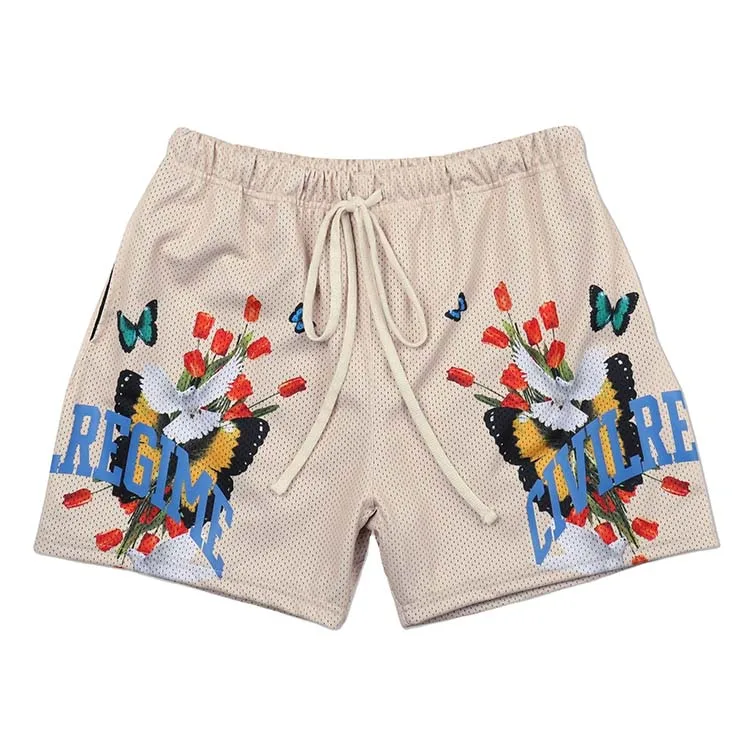 New Custom Logo Men Double Layer Gym Mesh Graphic Sweat Gym Mesh Fashion Sublimation Powerlifting Shorts