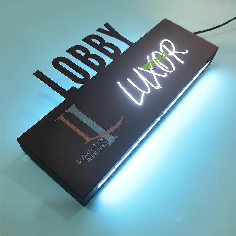 YIYAO Custom Led Apartment Hotel Door Number Plates Light Box Illuminated Sign