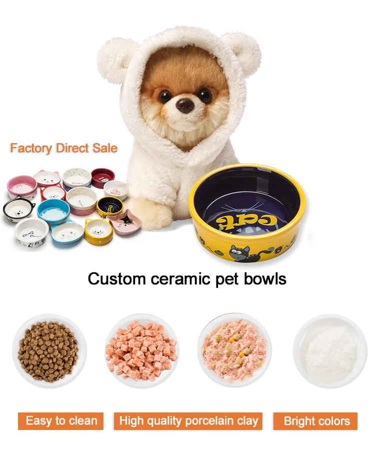 Custom Cat Bowl Anti Vomiting Tilted Elevate Raised bowl  for cat Ceramic pet bowls & feeders