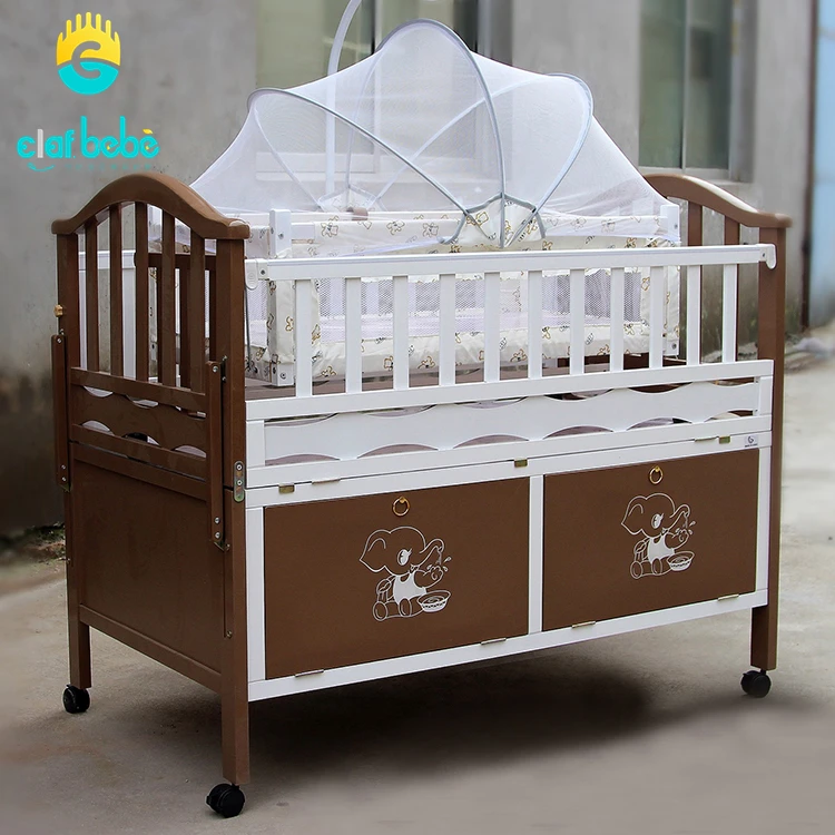 Multifunctional Solid Wood Pine Made Alone Cribs /Baby Cribs For Single