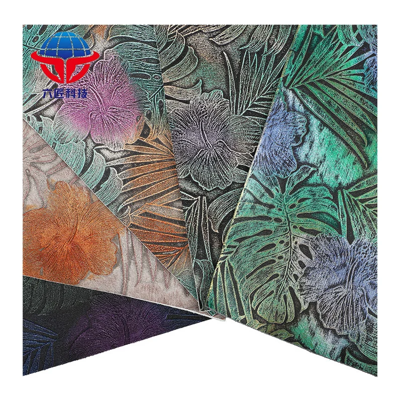
1.3MM Matte Glitter Chinese Landscape Painting 3R Green PU Leather Material Waterproof For Accessories Costumes Notebook 