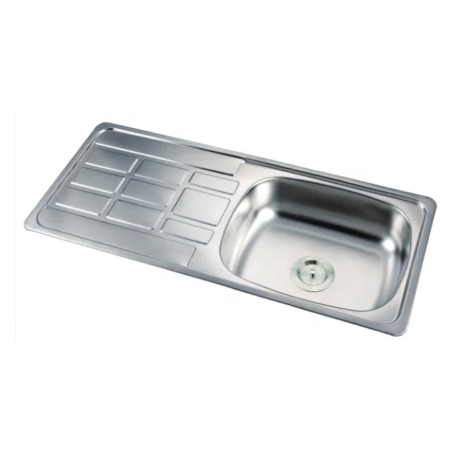 Single bowl with single drain board Size 9643A SS 201 pressed wash sink