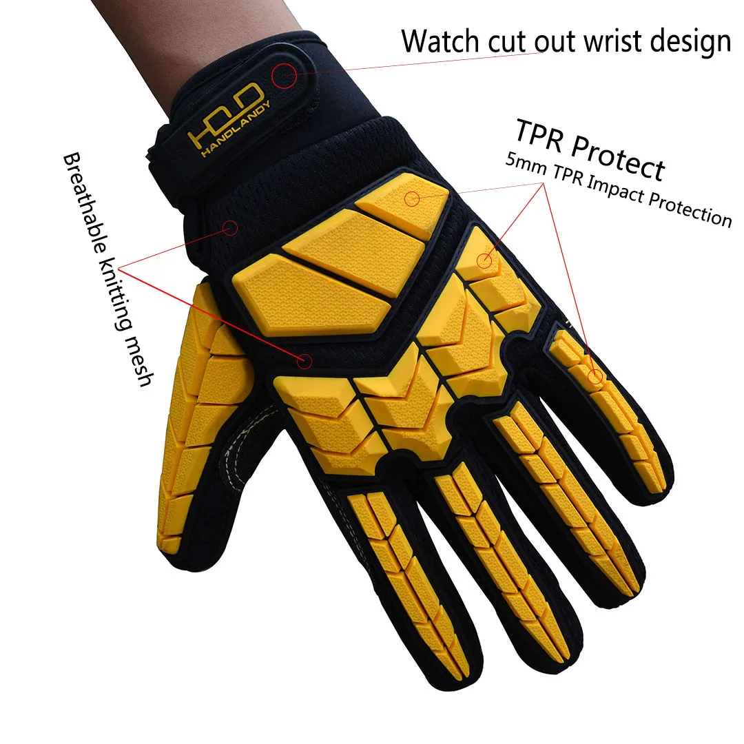 HDD In Stock Vibration-Resistant SBR impact mesh back with TPR synthetic palm gloves oil and gas gloves workout gloves