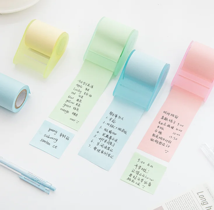 Novelty China Supplier Colorful Sticky Note Rolls Plastic Dispenser Sticky Notes