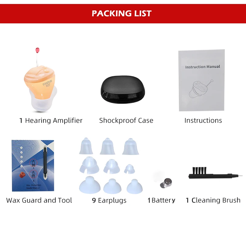 Hearing Aids MINI J25 Audifonos ITC Invisible Portable Ear Sound Amplifier for Eldly/Deafness